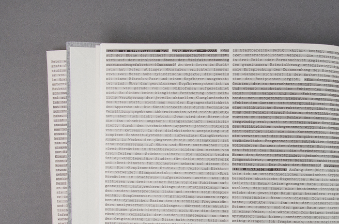 Peter Ablinger | Semesterprojekt, Typografie, Muthesius Kunsthochschule, Buch- & LP-Covergestaltung